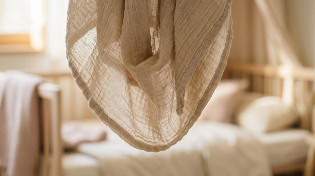 Sänghimmel i muslin: skapa en lugn sovmiljö i barnrummet