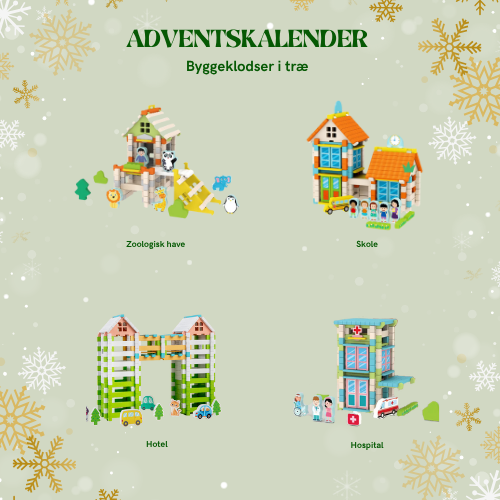 Adventskalender med 4 träbyggset – Stadsäventyr!