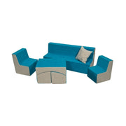 Børnemøbler i blå skumklodser