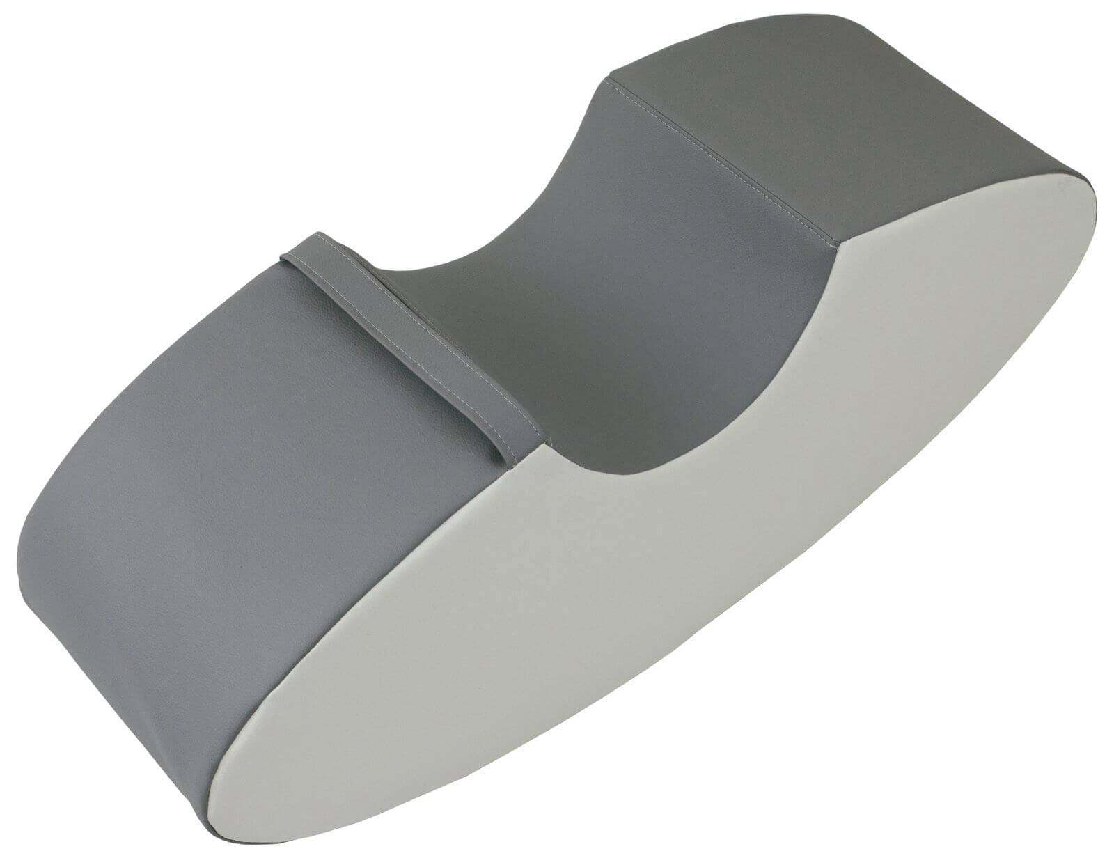 Grå skumlegetøjs vippe set fra oven