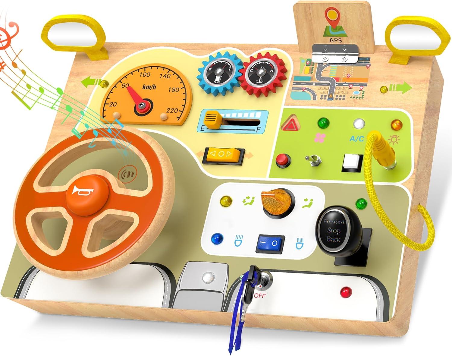 Aktivitetstavla med analog ratt.