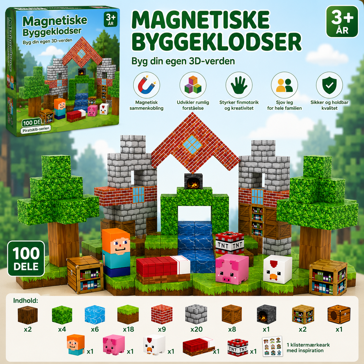 Magnetklodser – Bondegård (100 dele)